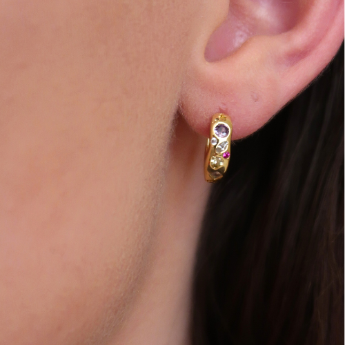 Gemstone Huggie Hoops